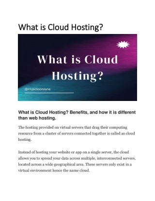 What is Cloud Hosting