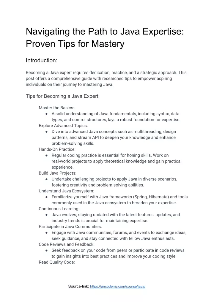 navigating the path to java expertise proven tips