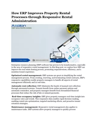 How ERP Improves Property Rental Processes through Responsive Rental Administration