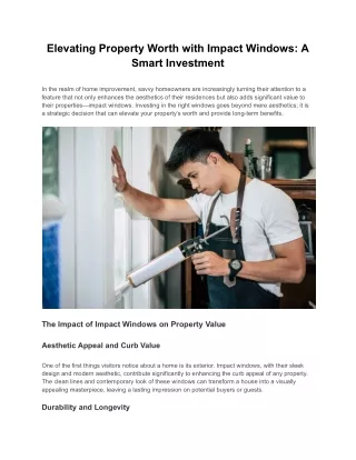 Elevating Property Worth with Impact Windows: A Smart Investment