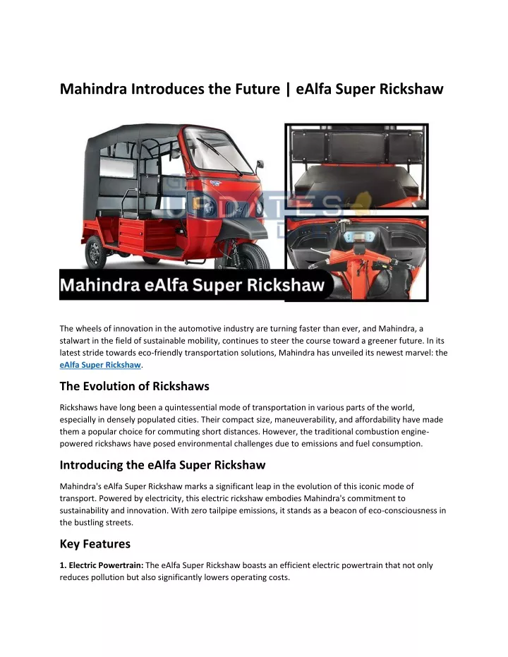 mahindra introduces the future ealfa super