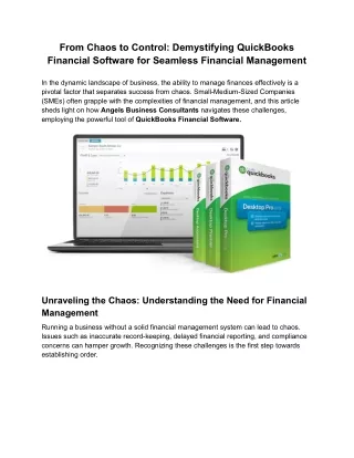 From Chaos to Control Demystifying QuickBooks Financial Software for Seamless Financial Management