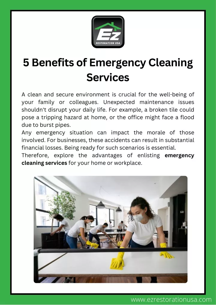 5 benefits of emergency cleaning services