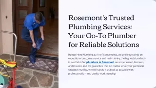 Rosemont's Trusted Plumbing Services Your Go-To Plumber for Reliable Solutions