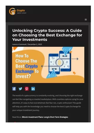 How To Choose The Best Crypto Exchange To Invest In