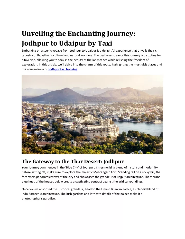 unveiling the enchanting journey jodhpur