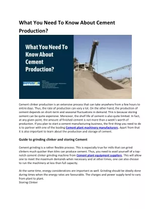 What You Need To Know About Cement Production