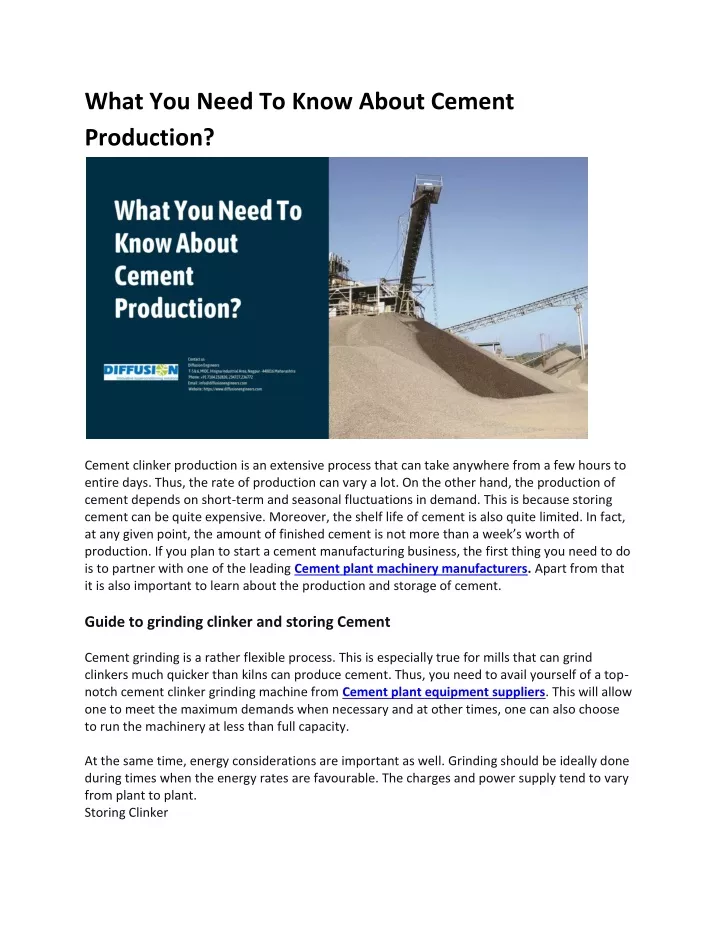 what you need to know about cement production