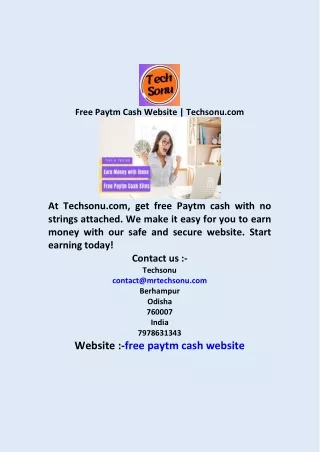 free paytm cash website techsonu com