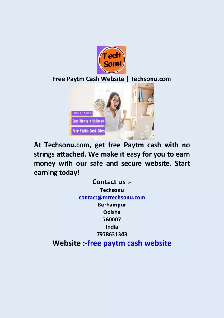 free paytm cash website techsonu com