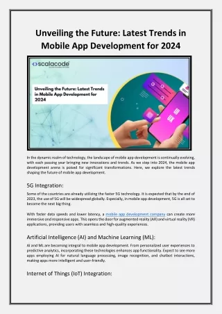Unveiling the Future Latest Trends in Mobile App Development for 2024