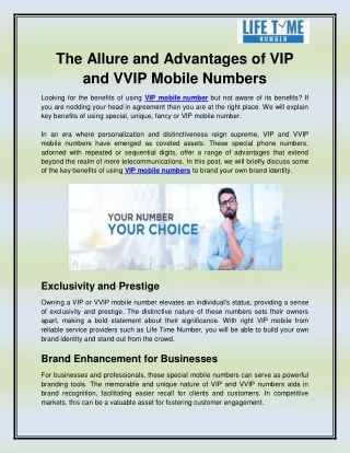 the allure and advantages of vip and vvip mobile