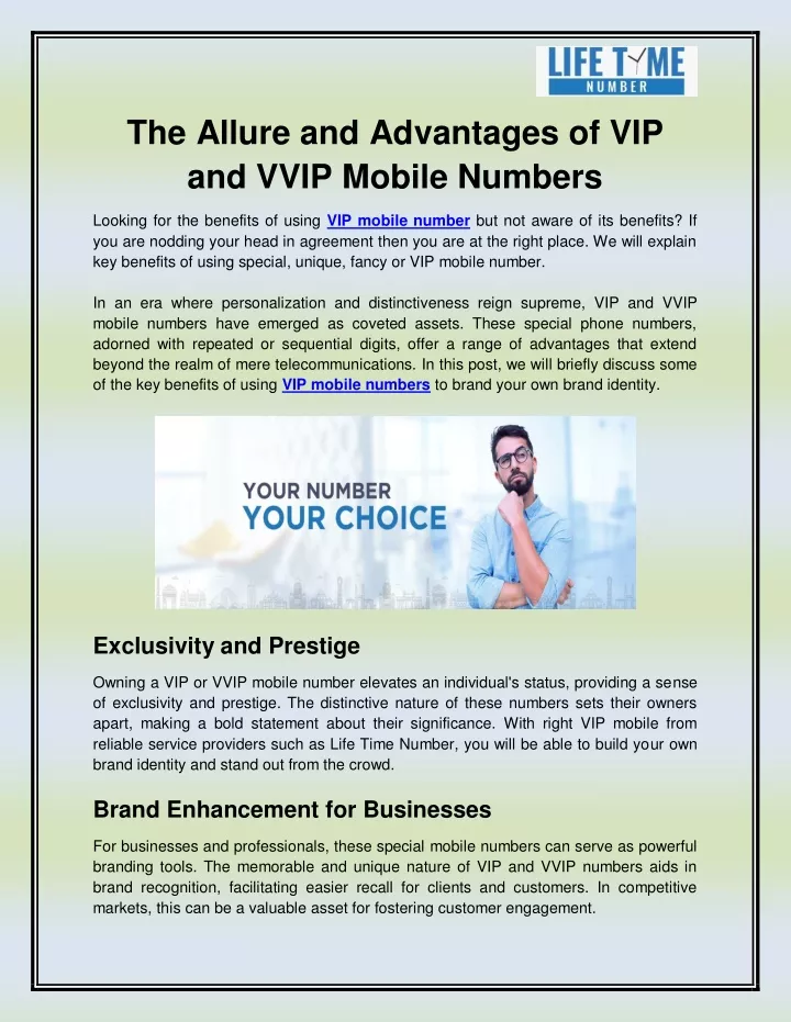 the allure and advantages of vip and vvip mobile