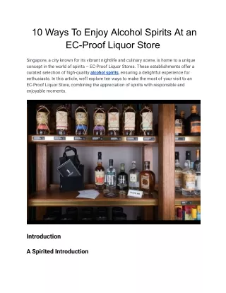 10 WAYS TO ENJOY ALCOHOL SPIRITS AT EC-PROOF LIQUOR STORE