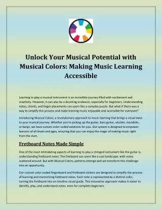 Unlock Your Musical Potential with Musical Colors: Making Music Learning