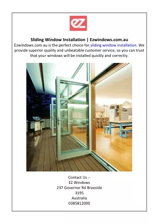 Sliding Window Installation  Ezwindows.com.au