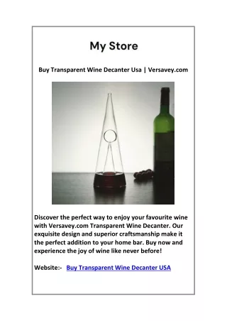 Buy Transparent Wine Decanter Usa | Versavey.com