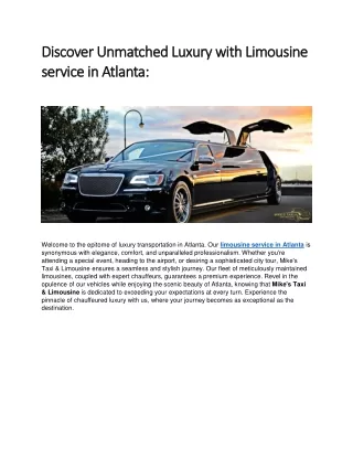 Discover Unmatched Luxury with Limousine service in Atlanta