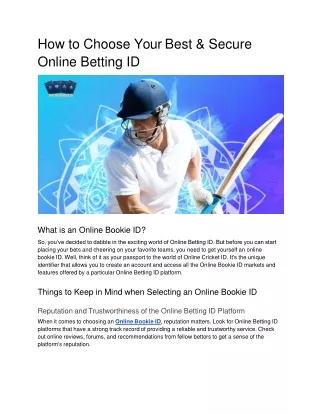 How to Choose Your Best & Secure Online Betting ID