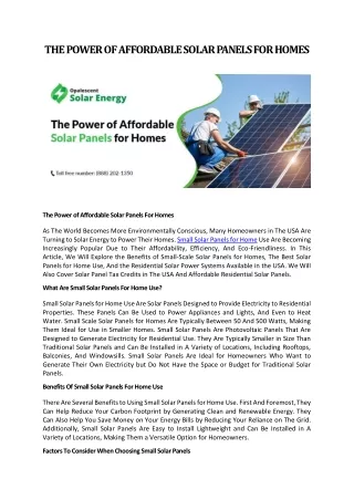 Empower Your Home with Top Solar Solutions: The Best Panels for Domestic Solar P