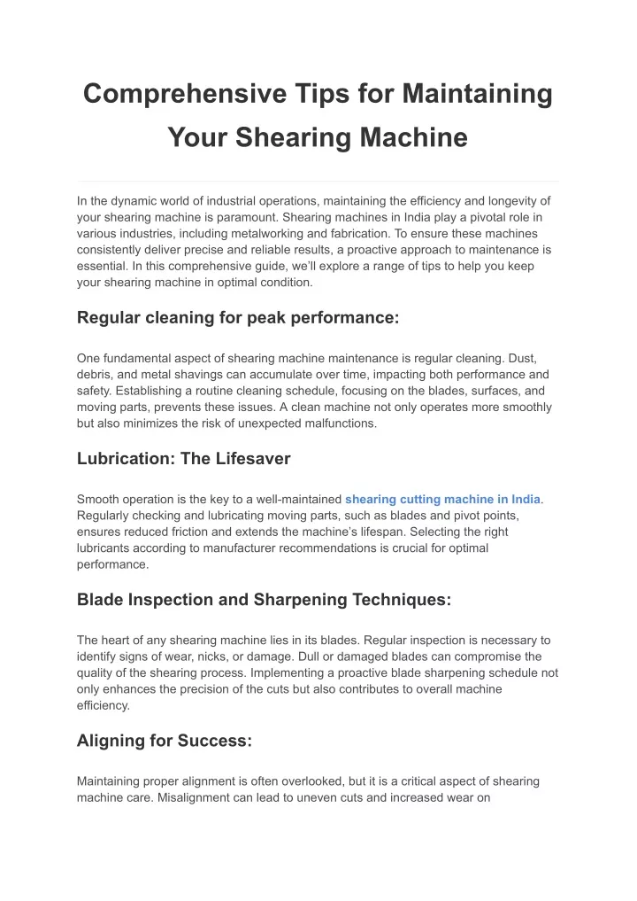 comprehensive tips for maintaining your shearing
