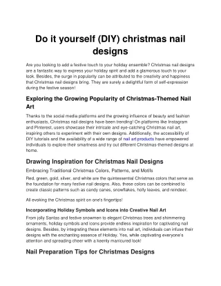 Do it yourself (DIY) christmas nail designs