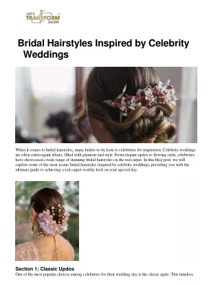 Bridal Hairstyles Inspired by Celebrity Weddings: Get the Red Carpet Look