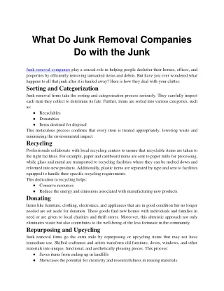 What Do Junk Removal Companies Do with the Junk