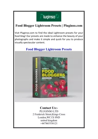 Food Blogger Lightroom Presets | Pluginso.com