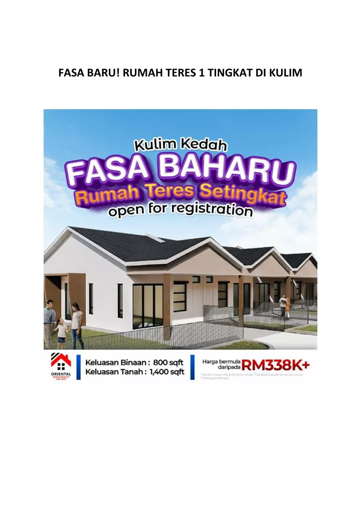 fasa baru rumah teres 1 tingkat di kulim