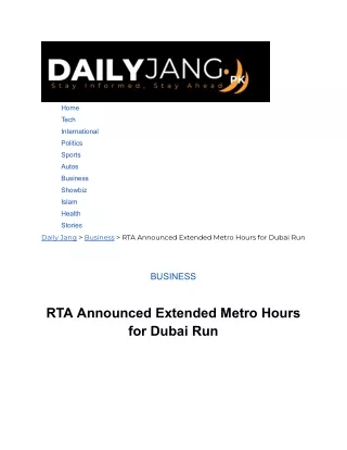 RTA Announced Extended Metro Hours for Dubai Run