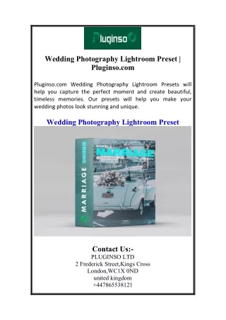 Wedding Photography Lightroom Preset | Pluginso.com