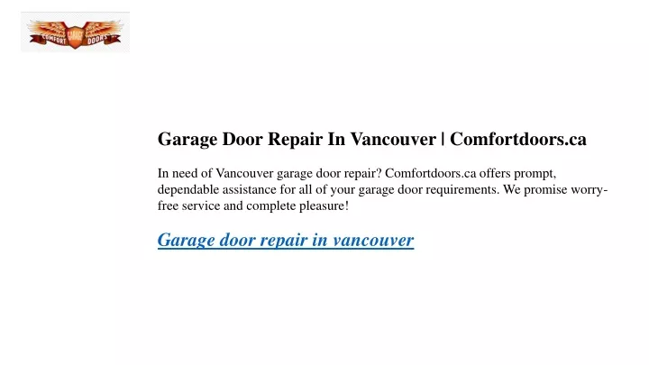 garage door repair in vancouver comfortdoors