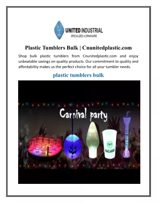 Plastic Tumblers Bulk | Cnunitedplastic.com
