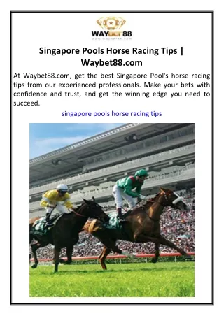 singapore pools horse racing tips waybet88 com