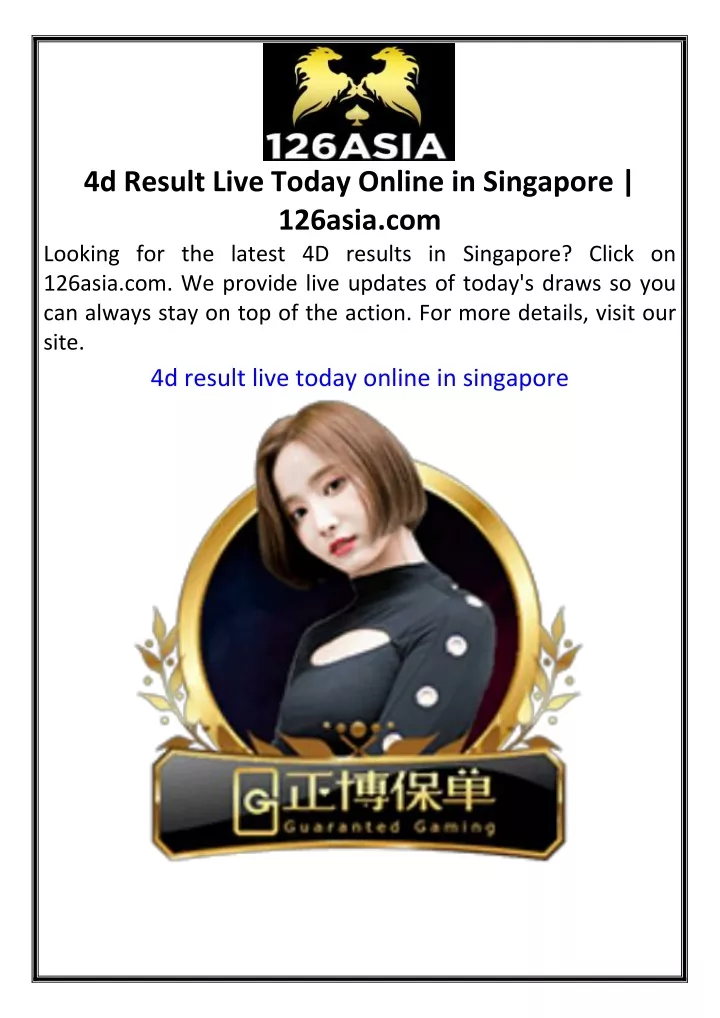 4d result live today online in singapore 126asia