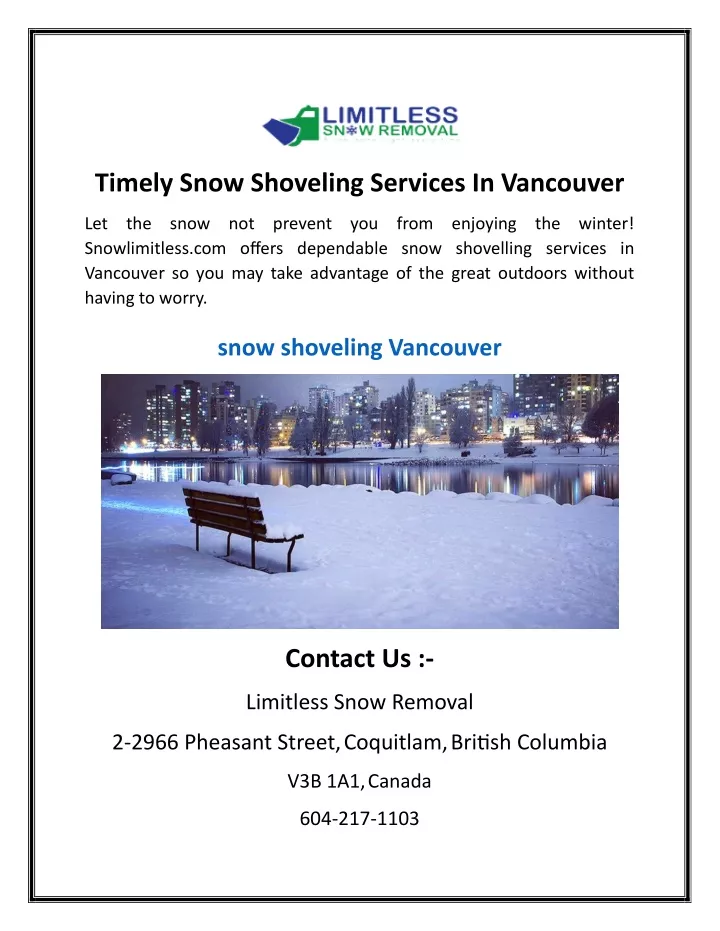timely snow shoveling services in vancouver
