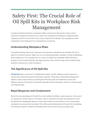 Safety First_ The Crucial Role of Oil Spill Kits in Workplace Risk Management