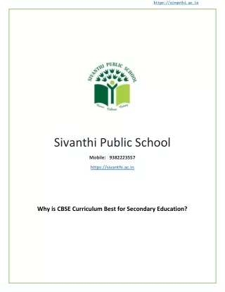 Why is CBSE Curriculum Best for Secondary Education