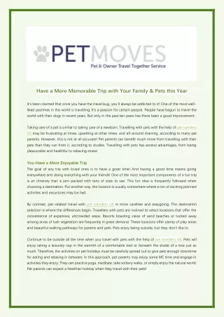 Have a More Memorable Trip with Your Family & Pets this Year