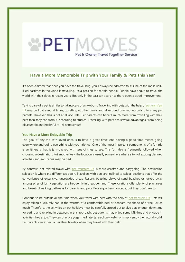 have a more memorable trip with your family pets