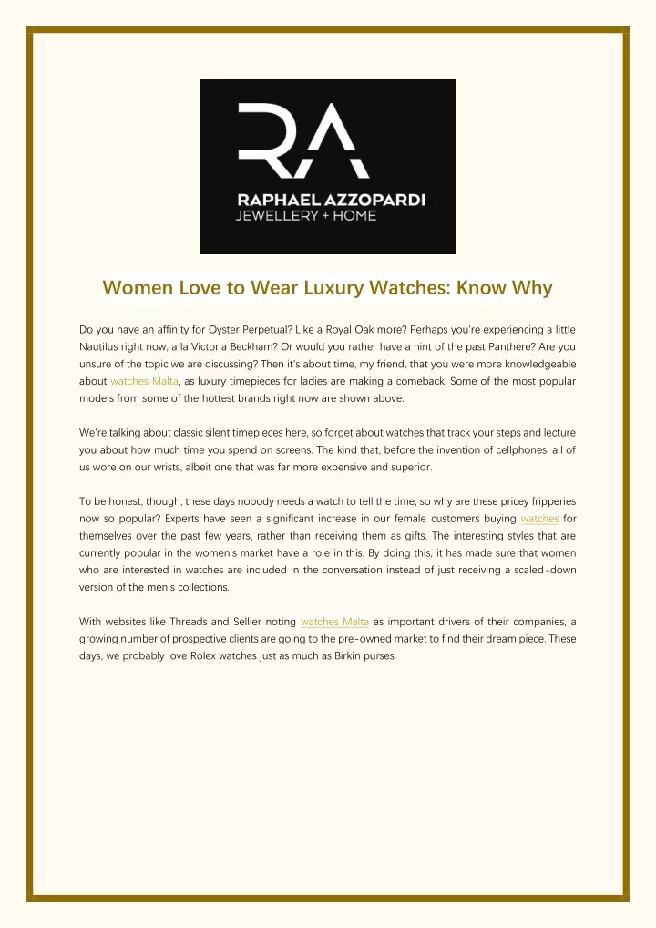 women love to wear luxury watches know why