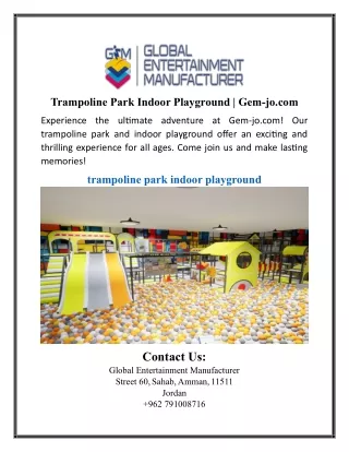 Trampoline Park Indoor Playground | Gem-jo.com