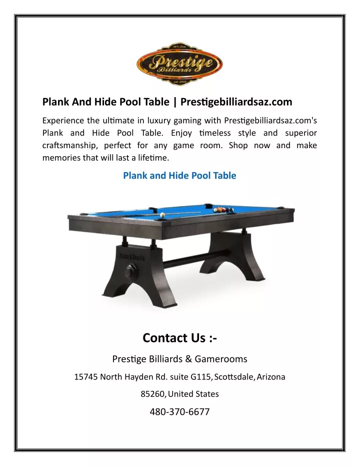 plank and hide pool table prestigebilliardsaz com