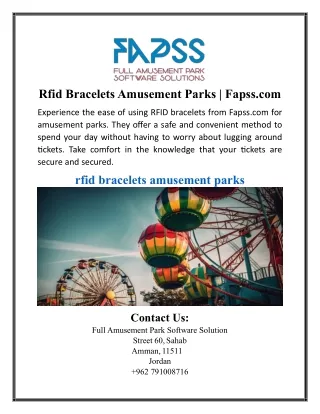 Rfid Bracelets Amusement Parks | Fapss.com