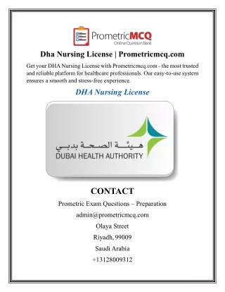 Dha Nursing License  Prometricmcq