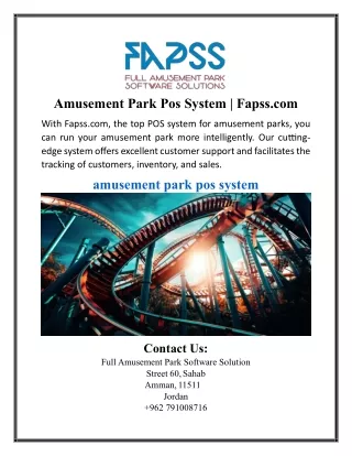 Amusement Park Pos System | Fapss.com
