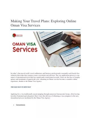 Making Your Travel Plans Exploring Online Oman Visa Services