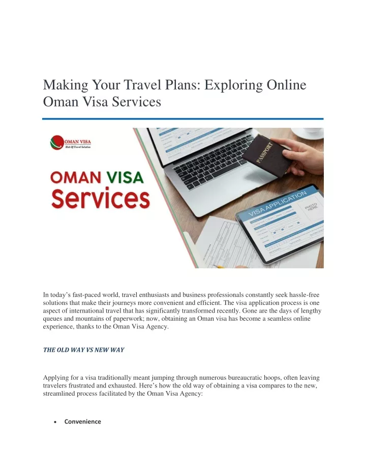 making your travel plans exploring online oman