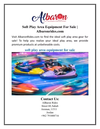 Soft Play Area Equipment For Sale | Albaronrides.com